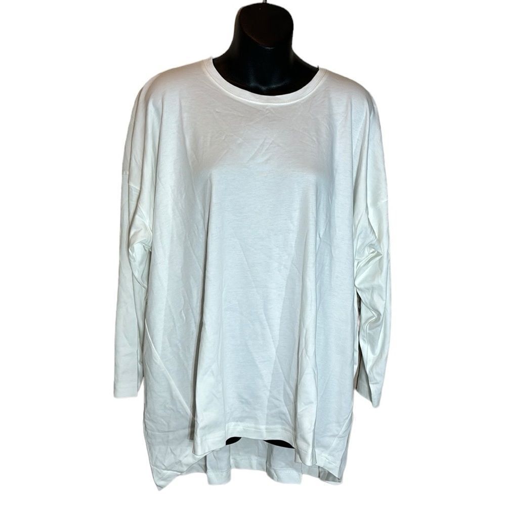 Eskandar women’s smaller front larger back round neck tee Pima cotton‎ new OS